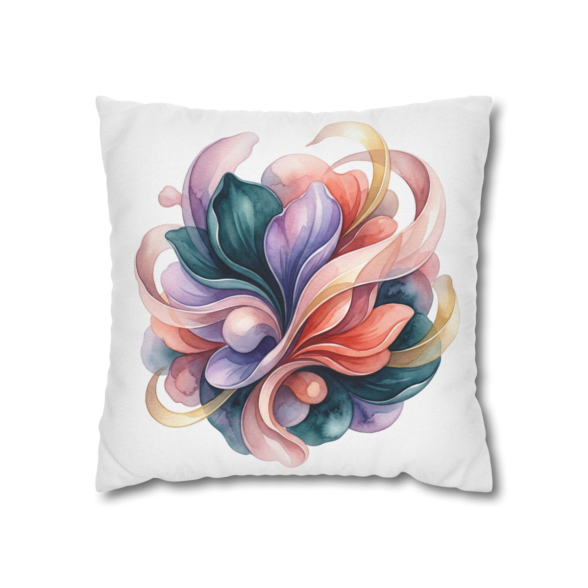 Abstract Floral Accent Pillow White  — Watercolor Swirl Decorative Cushion Cover