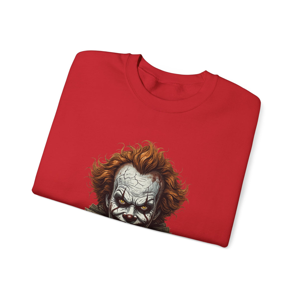 Creepy Clown Crewneck Sweatshirt – Horror Movie Inspired Graphic