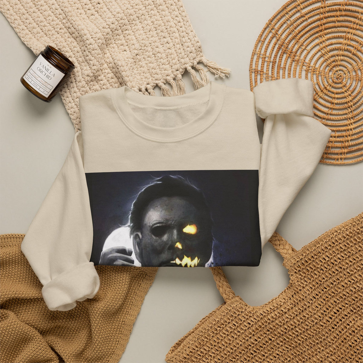 Halloween Michael Myers Mask Crewneck Sweatshirt