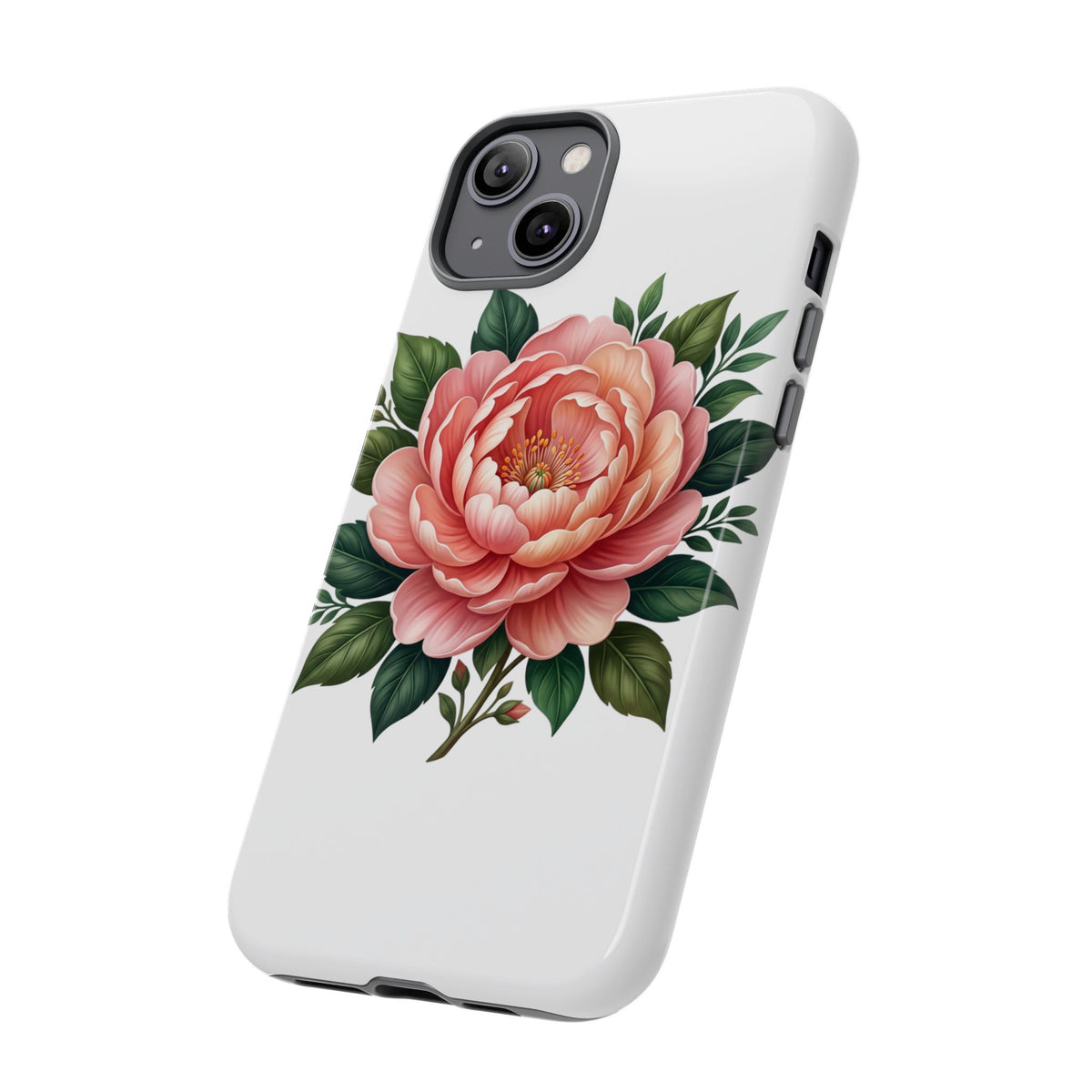 Floral Peony Tough Phone Case — Protective Botanical iPhone Cover