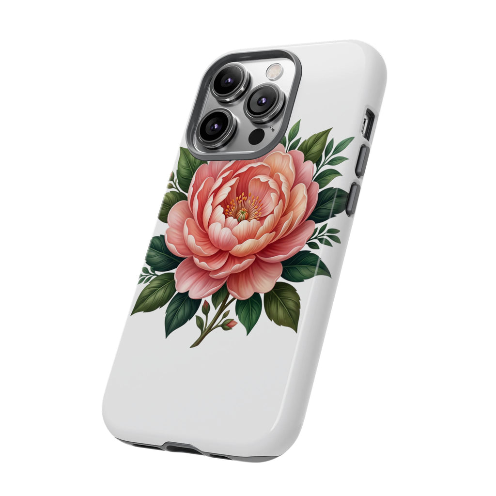 Floral Peony Tough Phone Case — Protective Botanical iPhone Cover