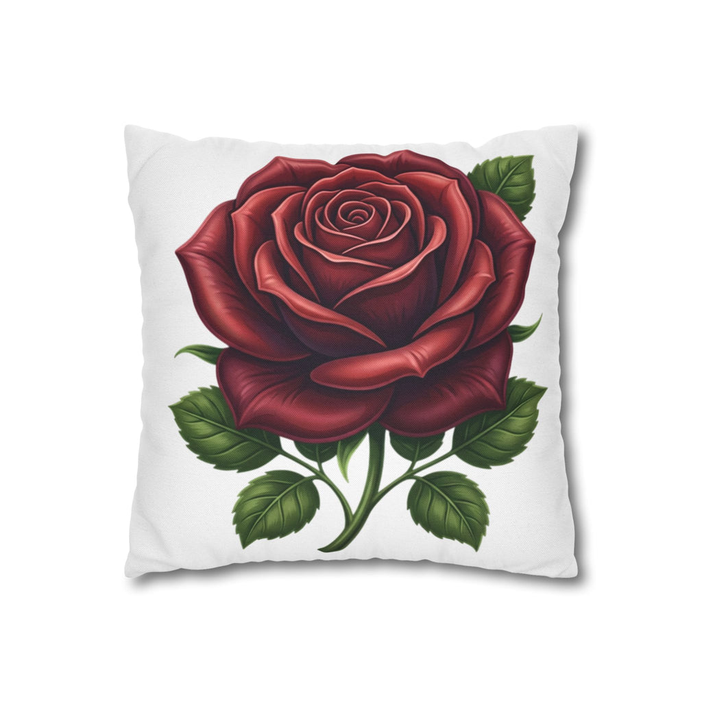 Red Rose Spun Polyester Square Pillowcase