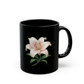 Black Floral Lily Mug — Elegant Pink Lily Coffee Cup (11oz & 15oz)