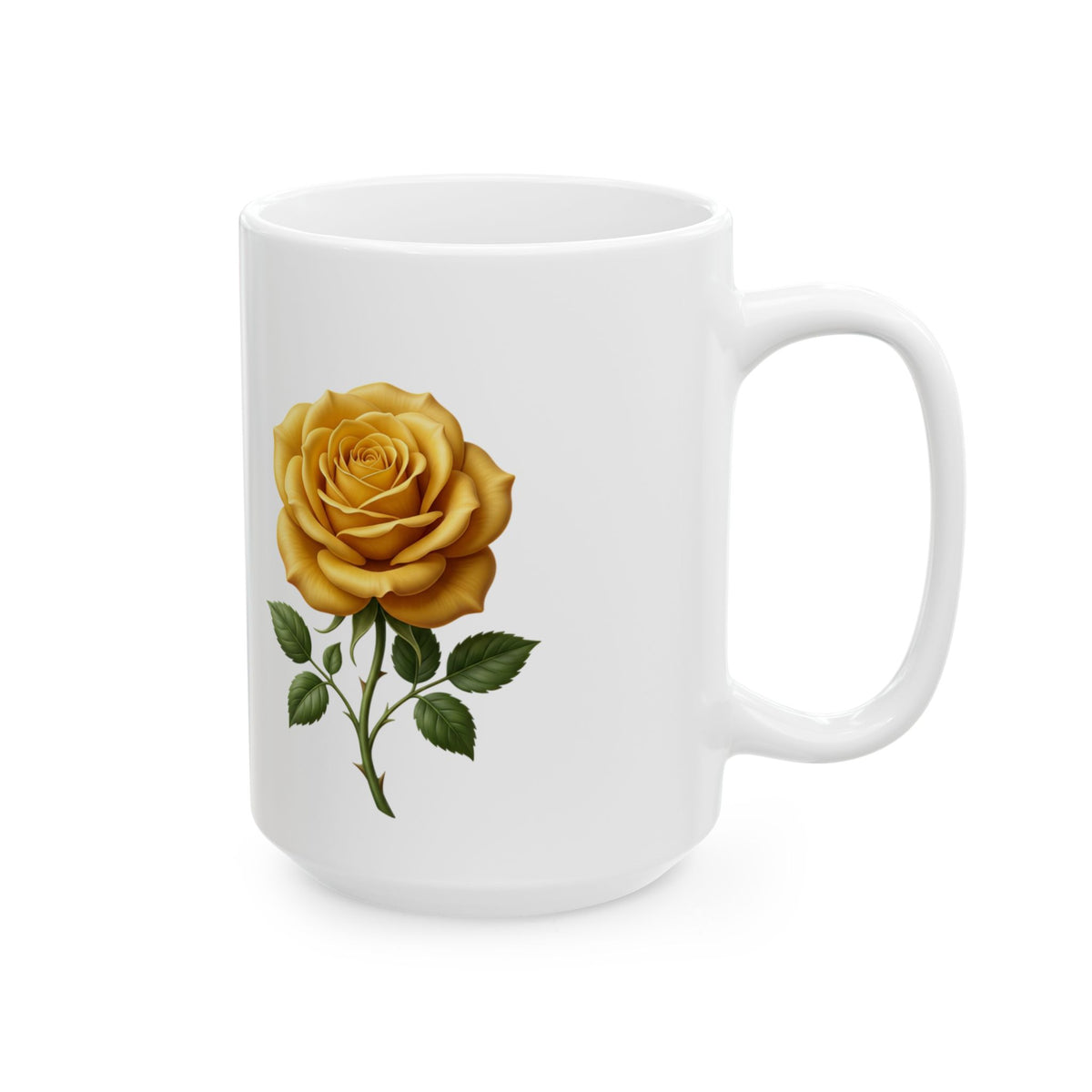 Yellow Rose Ceramic Mug - Floral Coffee Tea Cup (11oz & 15oz)