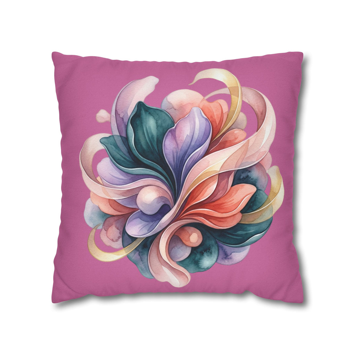 Floral Swirl Decorative Pillow — Pink Abstract Botanical Accent
