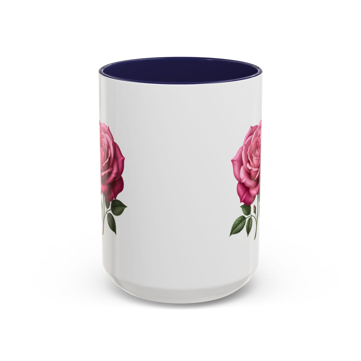 Pink Rose Accent Coffee Mug — Floral Tea & Coffee Cup (11/15 oz)