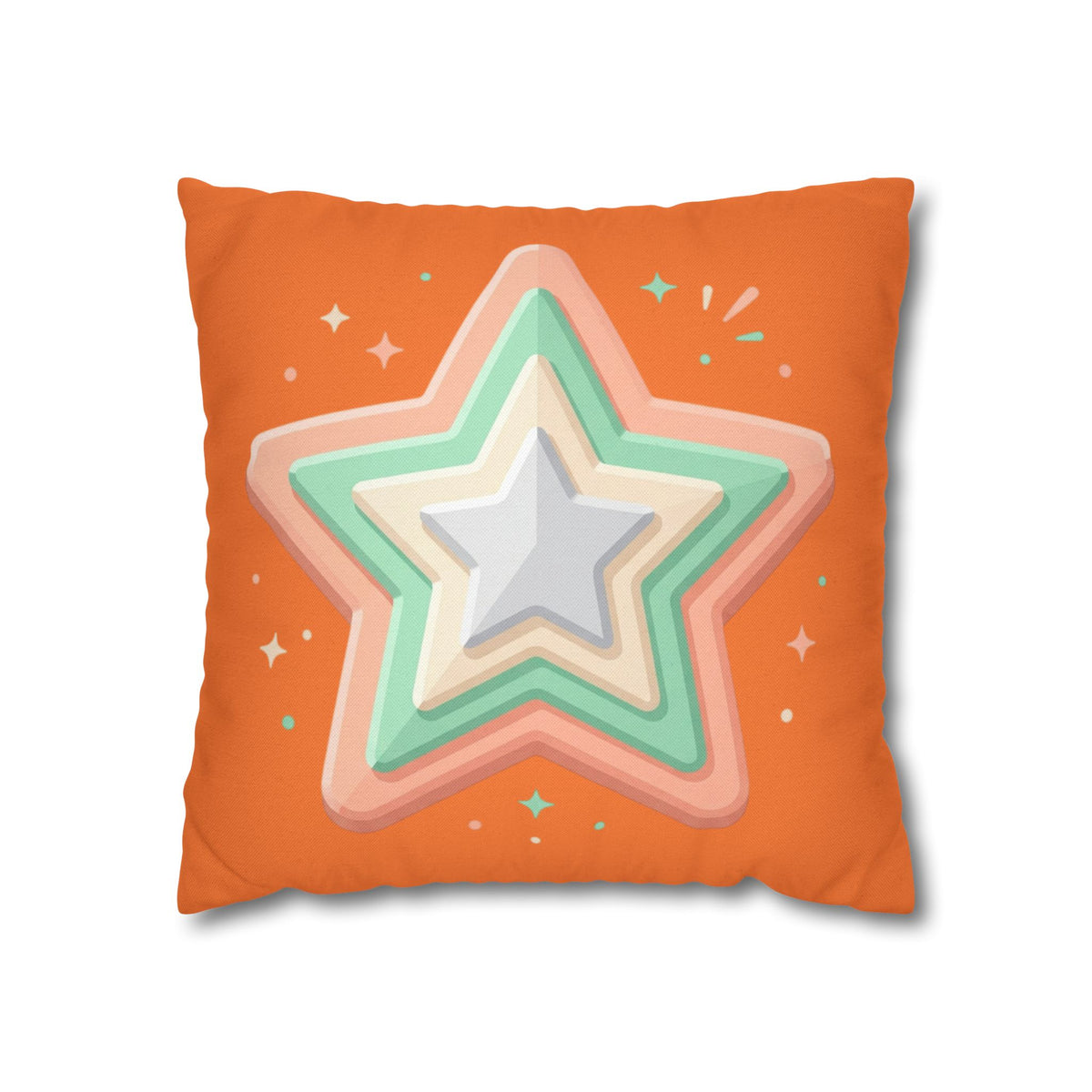 Star Shape Orange Spun Polyester Square Pillowcase