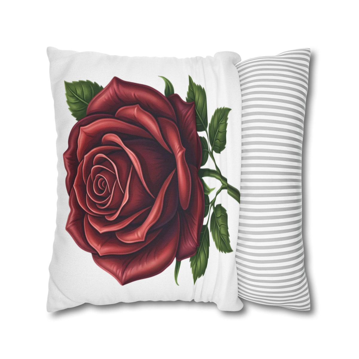 Red Rose Spun Polyester Square Pillowcase