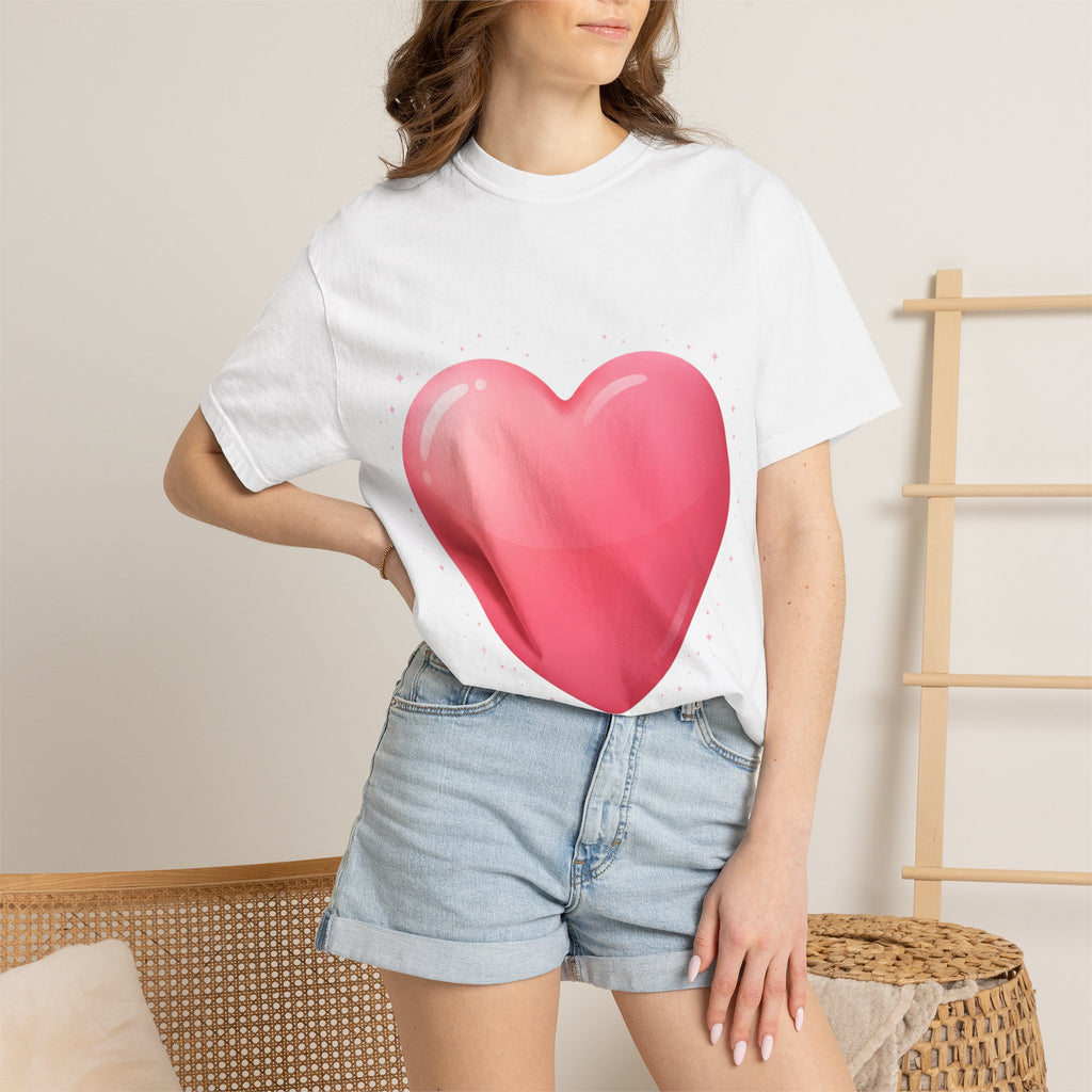 Pink Heart Unisex Garment-Dyed T-shirt