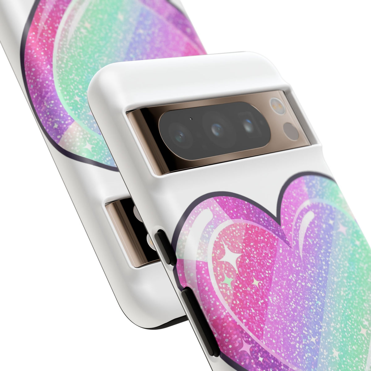 Pastel Glitter Heart Tough Phone Case — Cute Protective Phone Cover