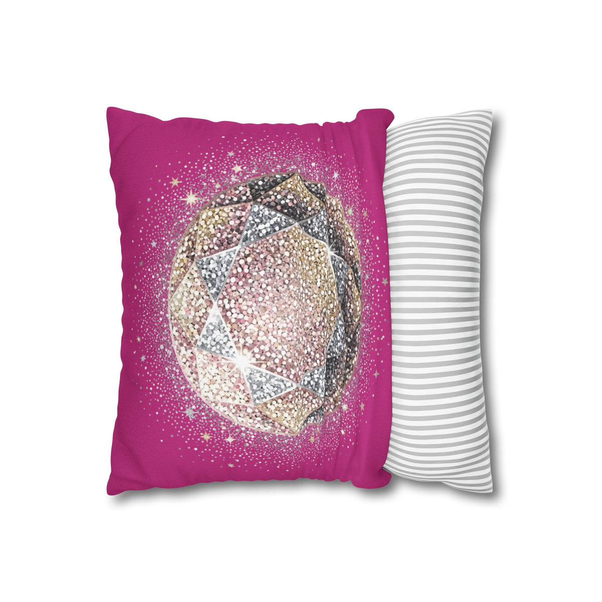 Glittery Magenta Spun Polyester Square Pillowcase
