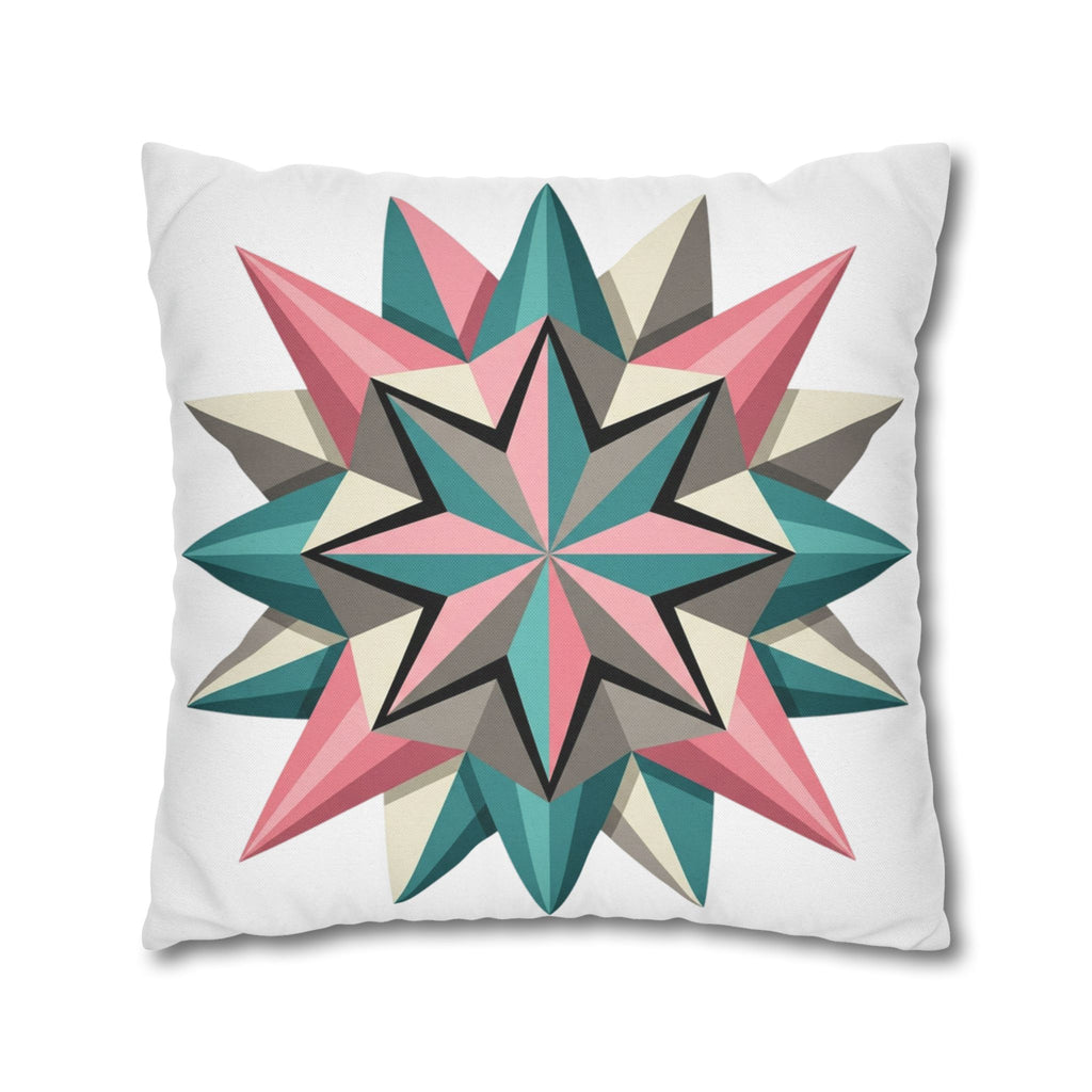 Geometric Starburst Throw Pillowcase — Pink Teal Modern Decorative Cushion Cover