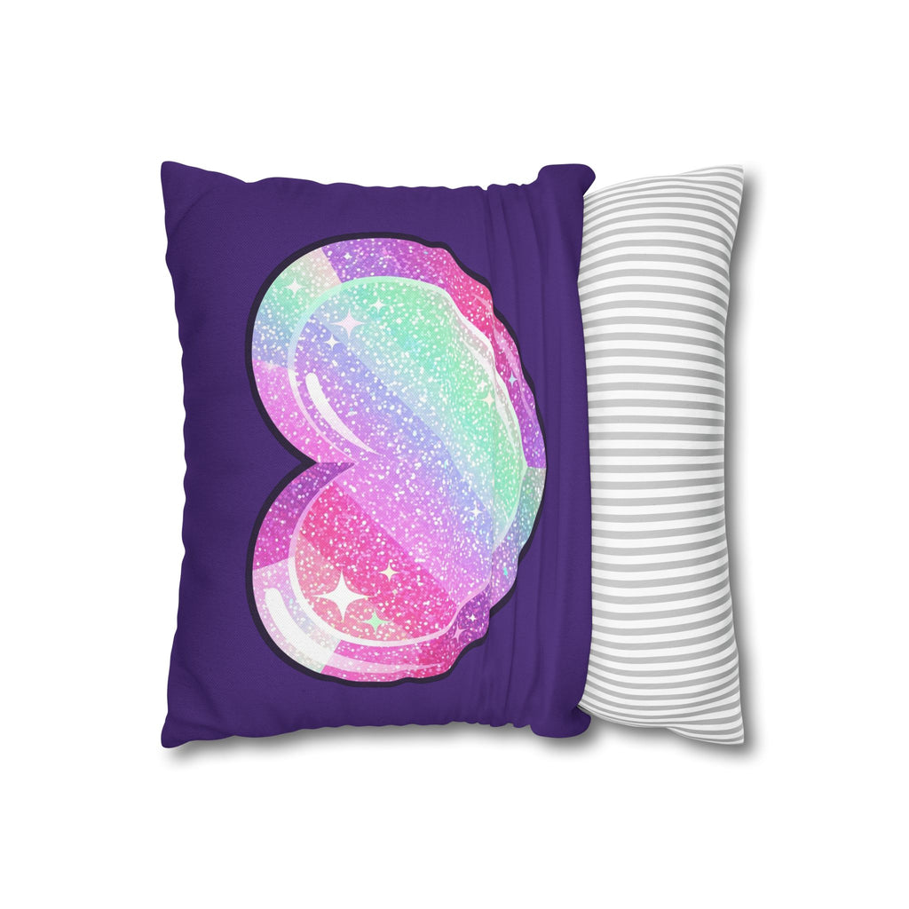 Pastel Glitter Heart Pillowcase Spun Polyester Square Pillowcase- Dark Purple