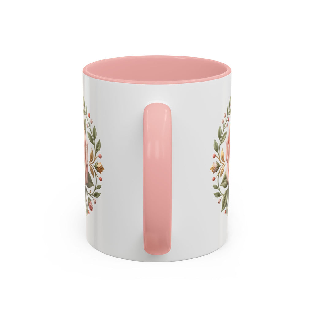 Rose Wreath Accent Coffee Mug — Floral 11/15oz Tea & Coffee Cup