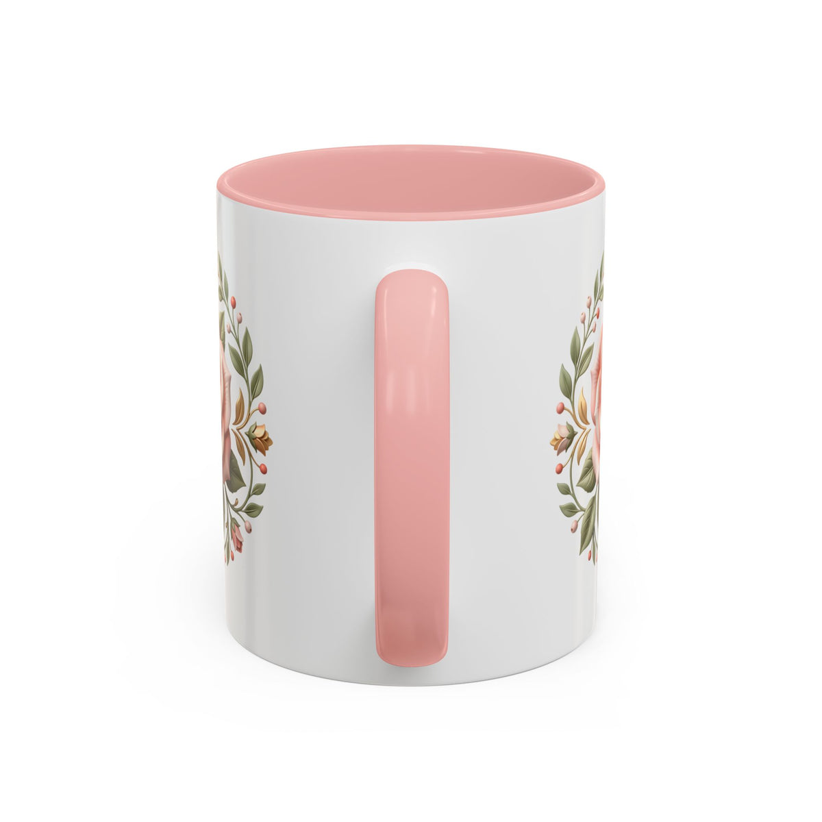 Rose Wreath Accent Coffee Mug — Floral 11/15oz Tea & Coffee Cup