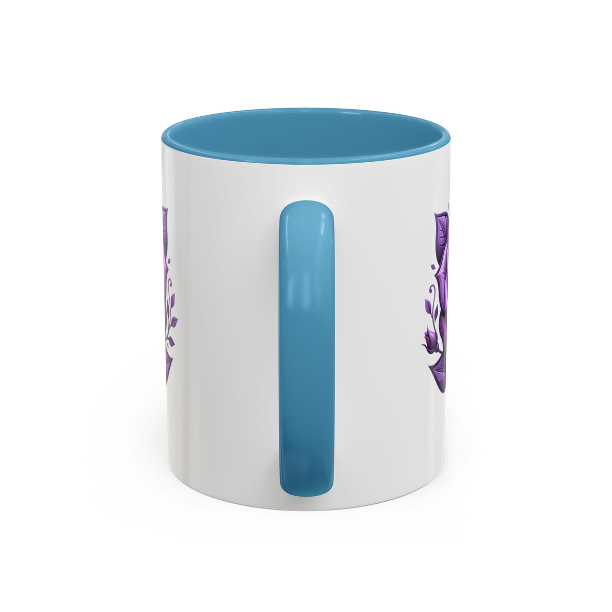 Purple Rose Accent Coffee Mug — Floral Gothic Tea Cup for Women & Gifts