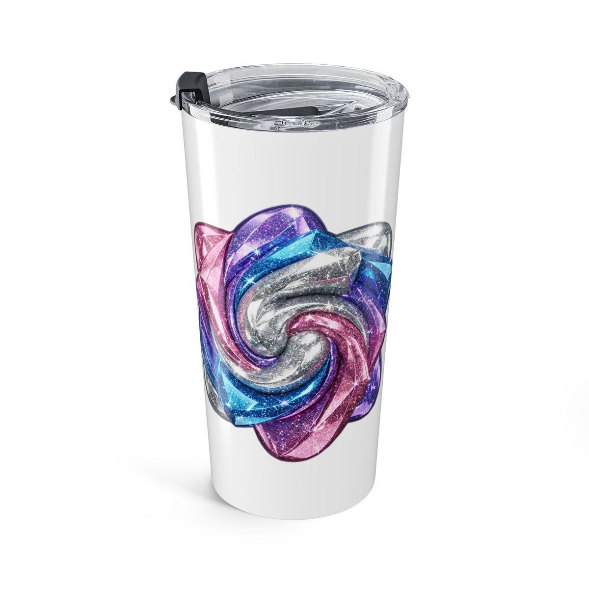 3D Glitter Design White Insulated Tumbler 20oz