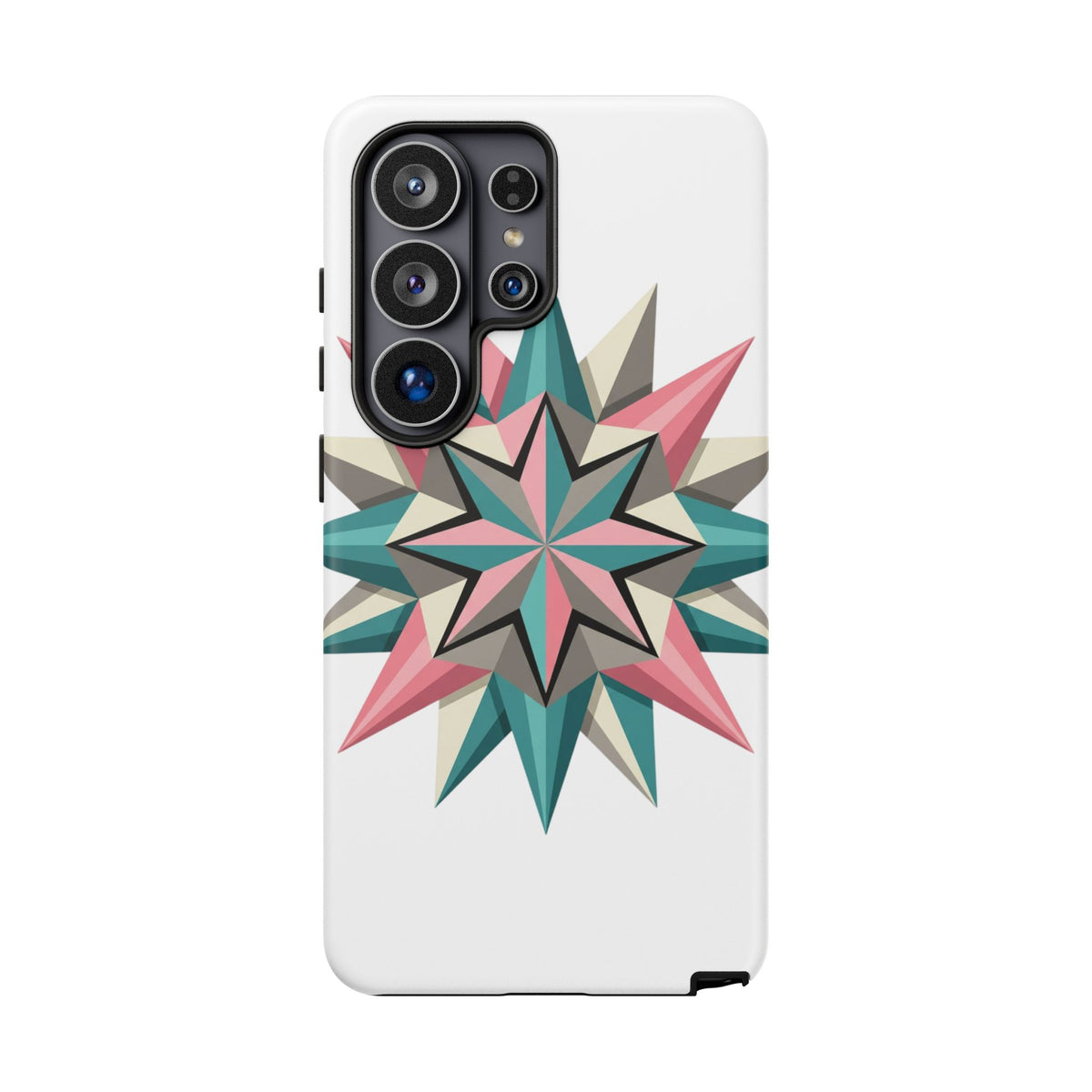 Geometric Star Tough Phone Case – Pink Teal Compass Design