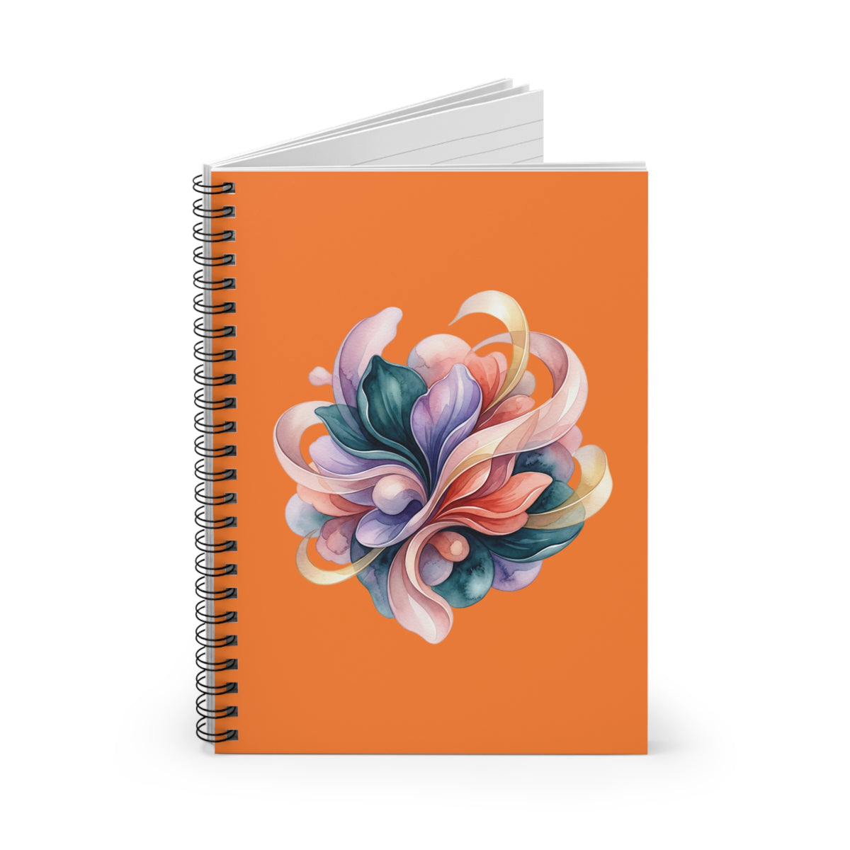 Floral Swirl Spiral Notebook — Artistic Watercolor Floral Journal (Ruled)