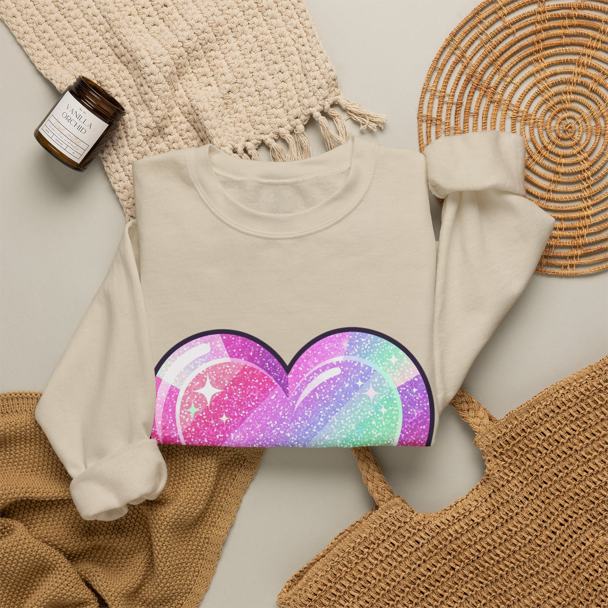Pastel Sparkle Heart Sweatshirt