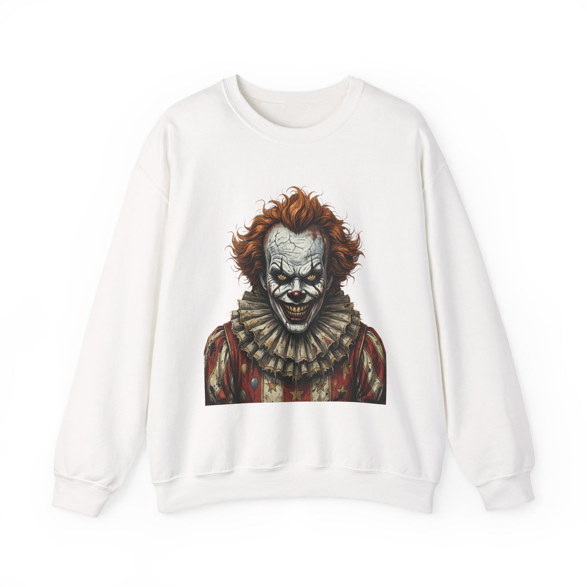 Creepy Clown Crewneck Sweatshirt – Horror Movie Inspired Graphic