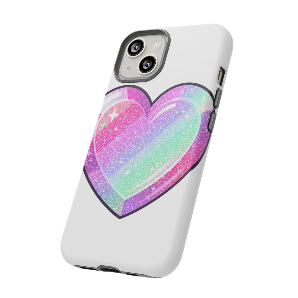 Pastel Glitter Heart Tough Phone Case — Cute Protective Phone Cover