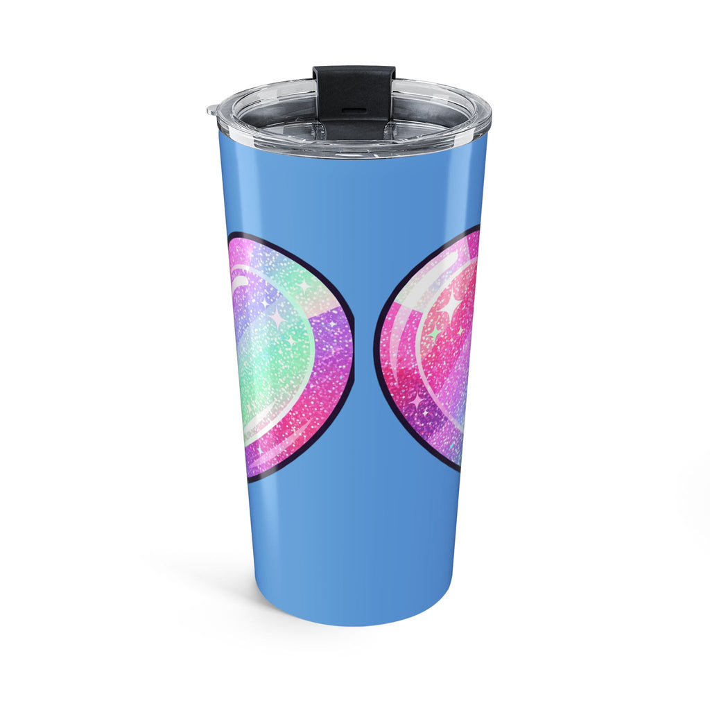 Pastel Glitter Heart Tumbler 20oz- Light Blue