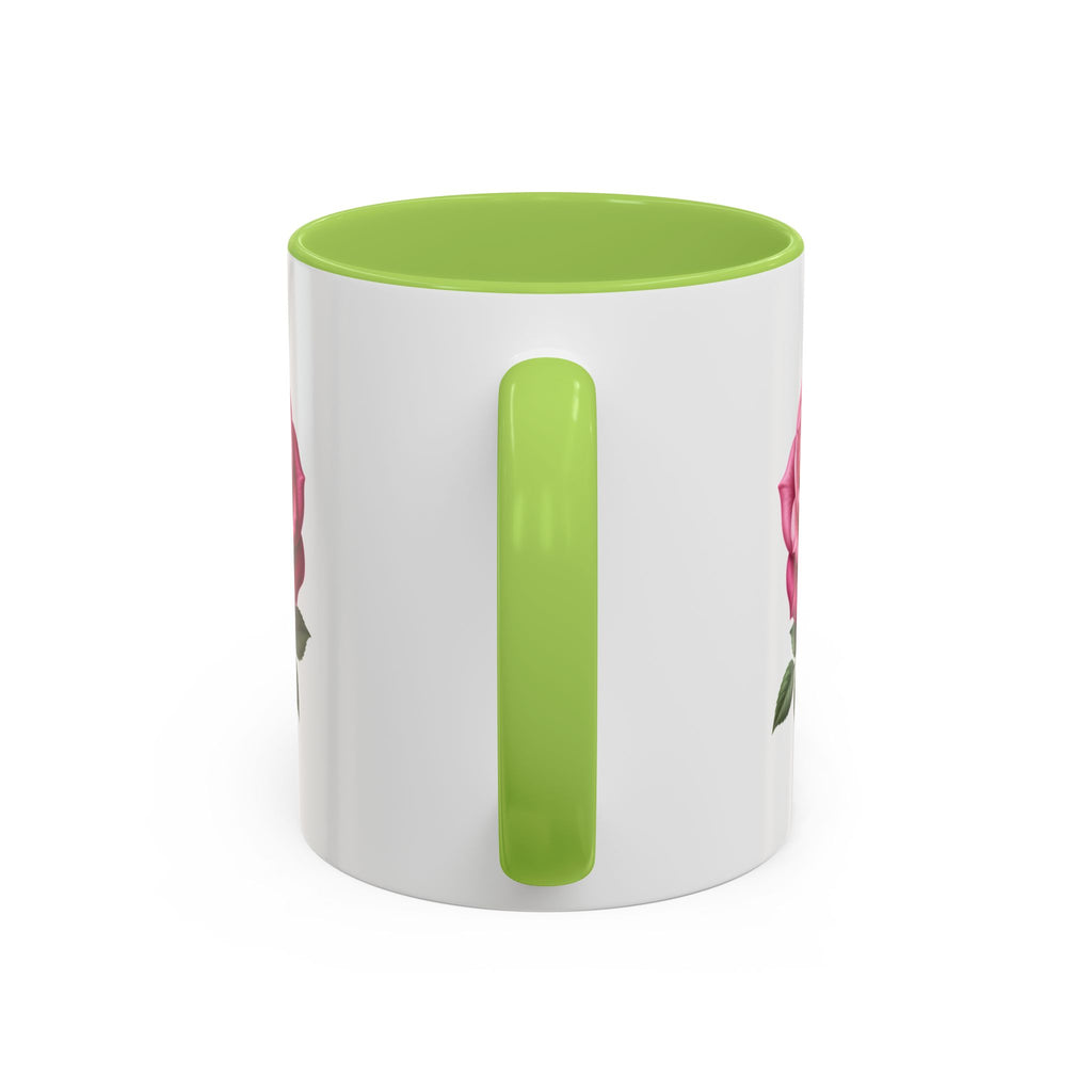 Pink Rose Accent Coffee Mug — Floral Tea & Coffee Cup (11/15 oz)