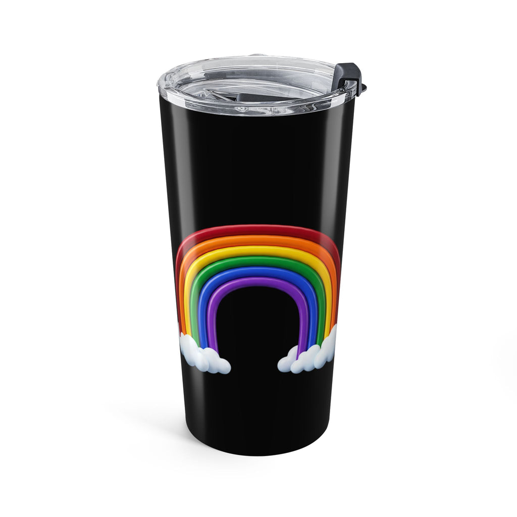 20oz Rainbow Tumbler - Double Arc Rainbow on Black, Pride Travel Cup