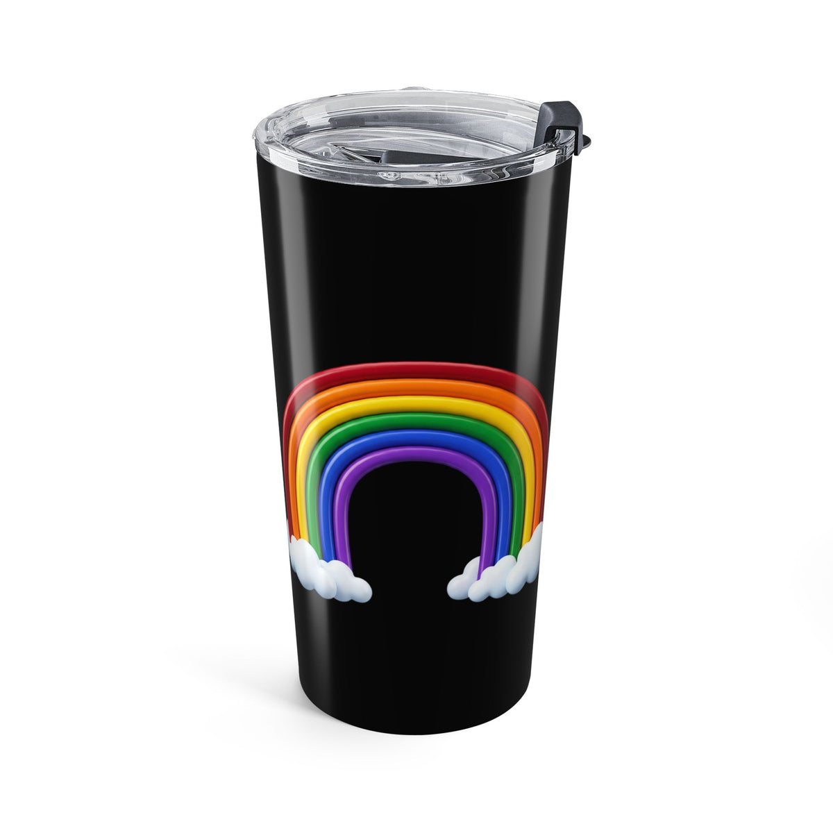20oz Rainbow Tumbler - Double Arc Rainbow on Black, Pride Travel Cup