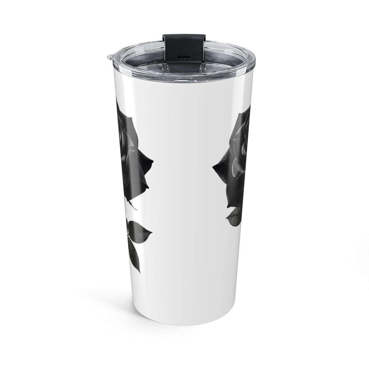 20oz Stainless Tumbler with Black Rose Silhouette