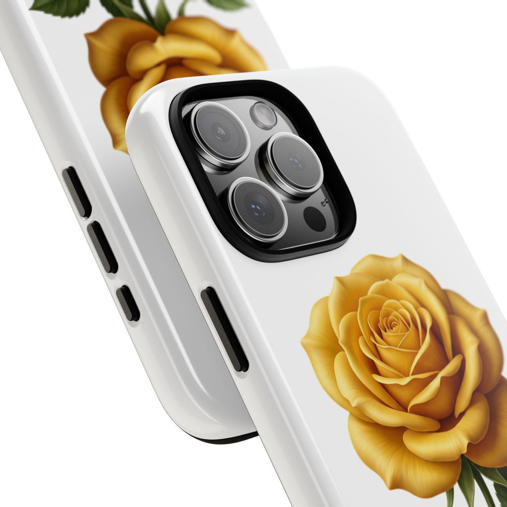 Yellow Rose Phone Case — Vintage Floral Tough Protective Cover