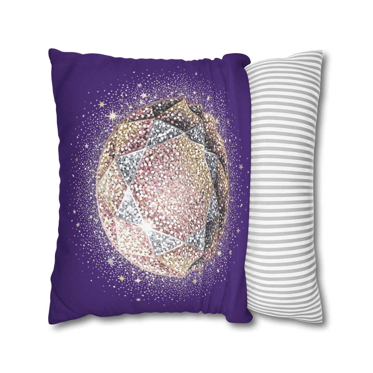 Glittery Dark Purple Spun Polyester Square Pillowcase