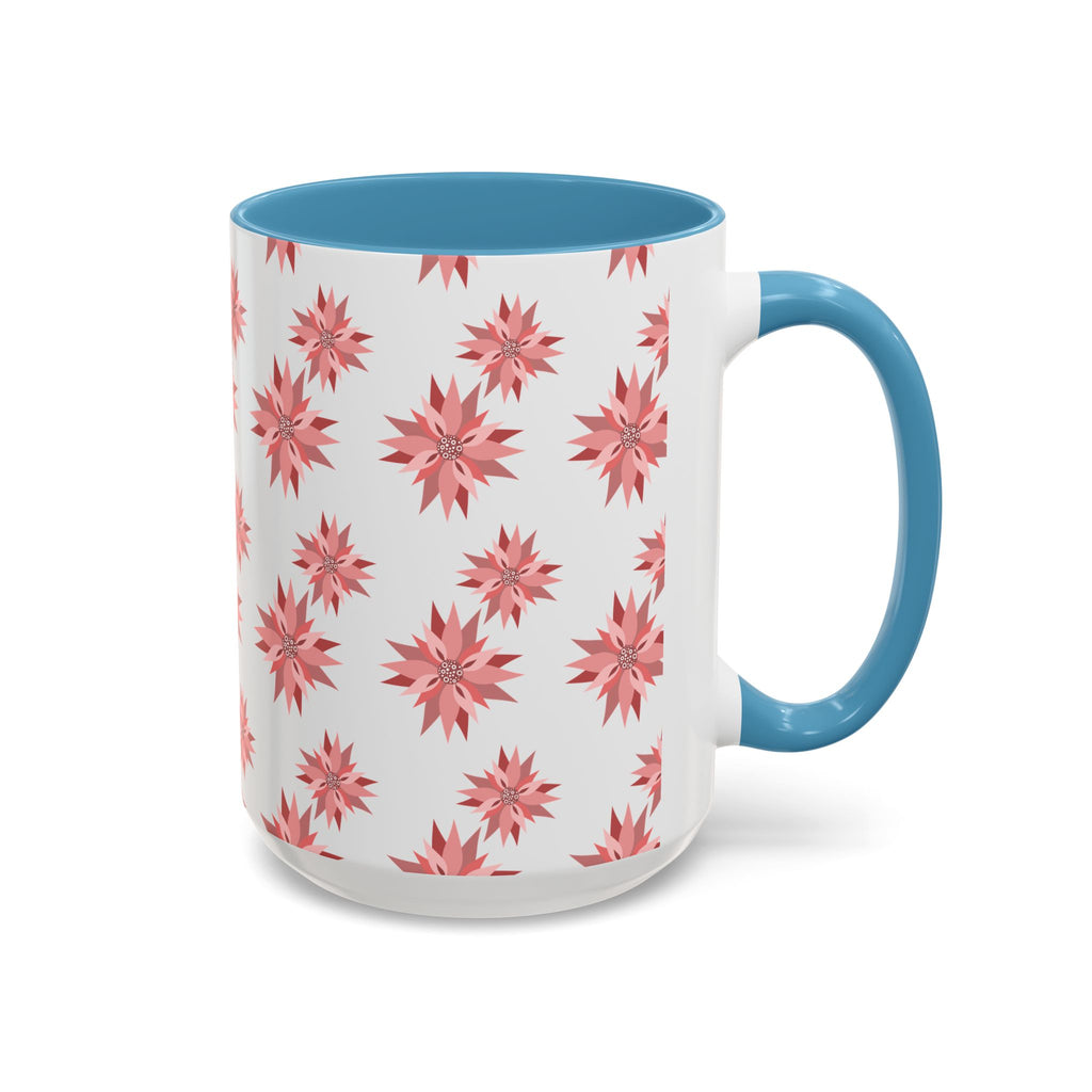 Pink Geometric Floral Accent Coffee Mug — 11/15oz