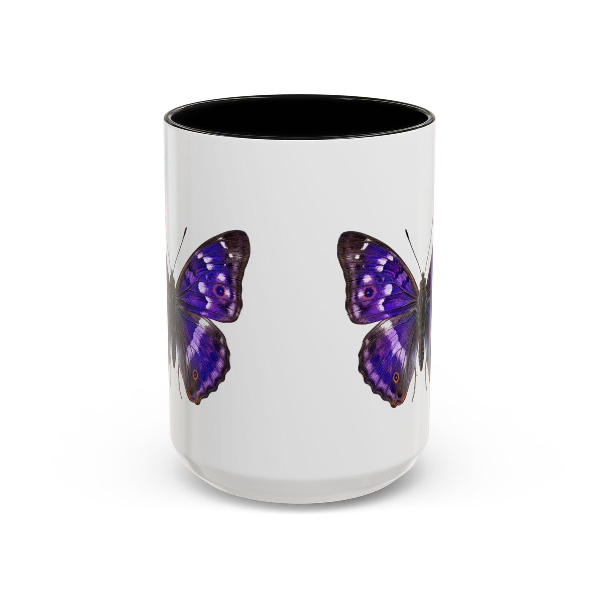 Purple Butterfly Accent Coffee Mug – Elegant Floral Butterfly Ceramic Cup