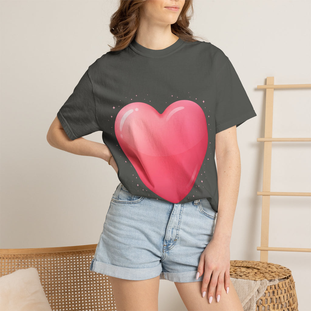 Pink Heart Unisex Garment-Dyed T-shirt