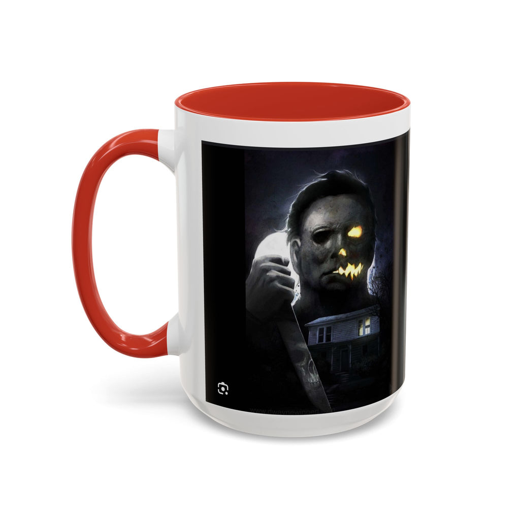 Halloween Michael Myers Accent Coffee Mug — Spooky Horror Movie Jack-O'-Lantern Face (11/15oz)