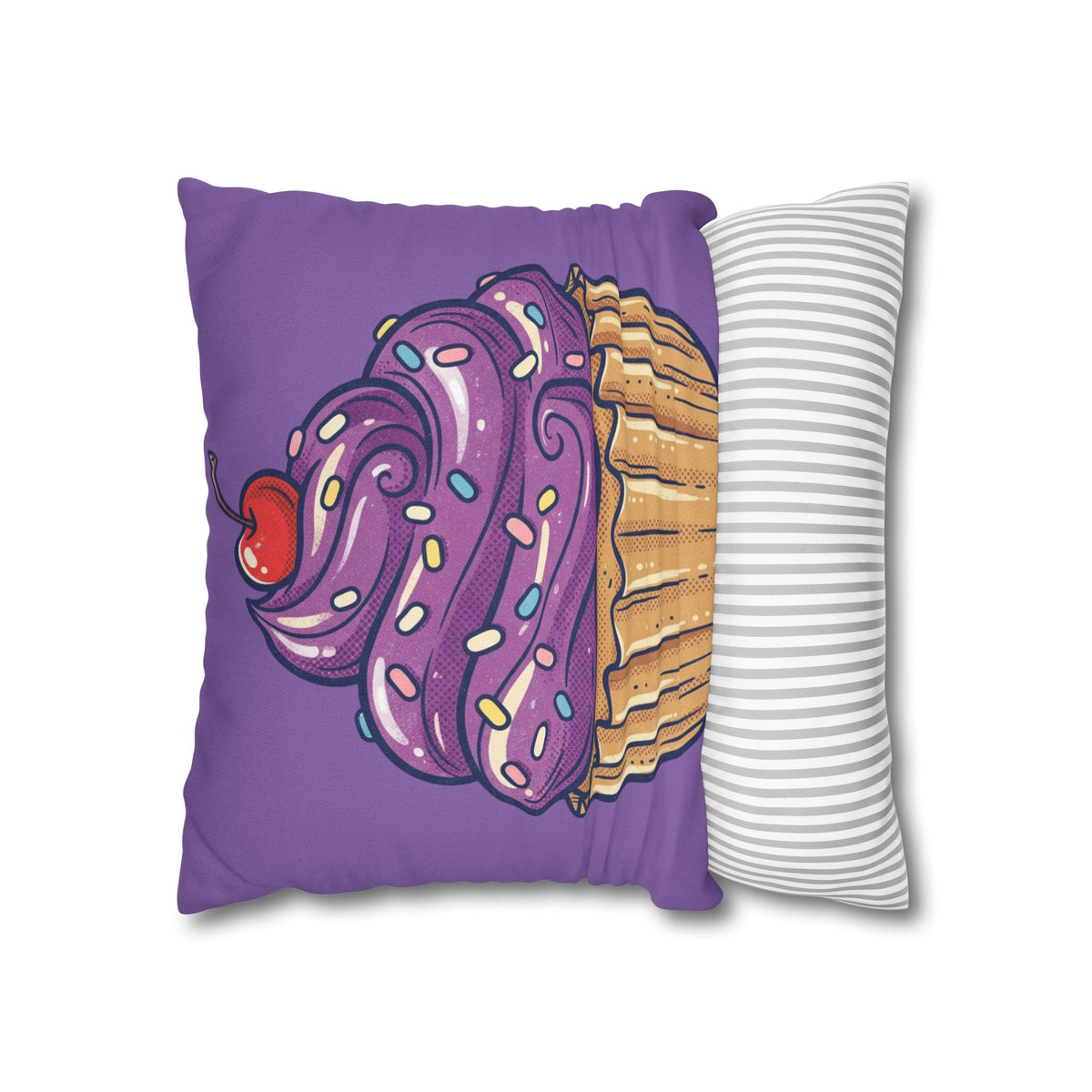 Cupcake Art Pillowcase — Purple Cupcake Decorative Throw Pillow Cover- Light Purple