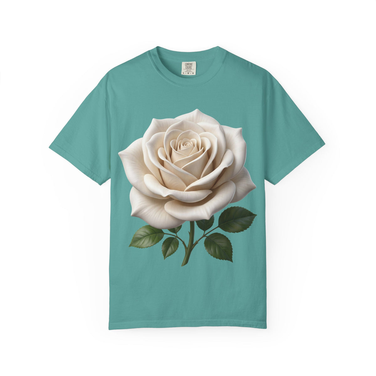 White Rose T-Shirt — Realistic Vintage Floral Tee