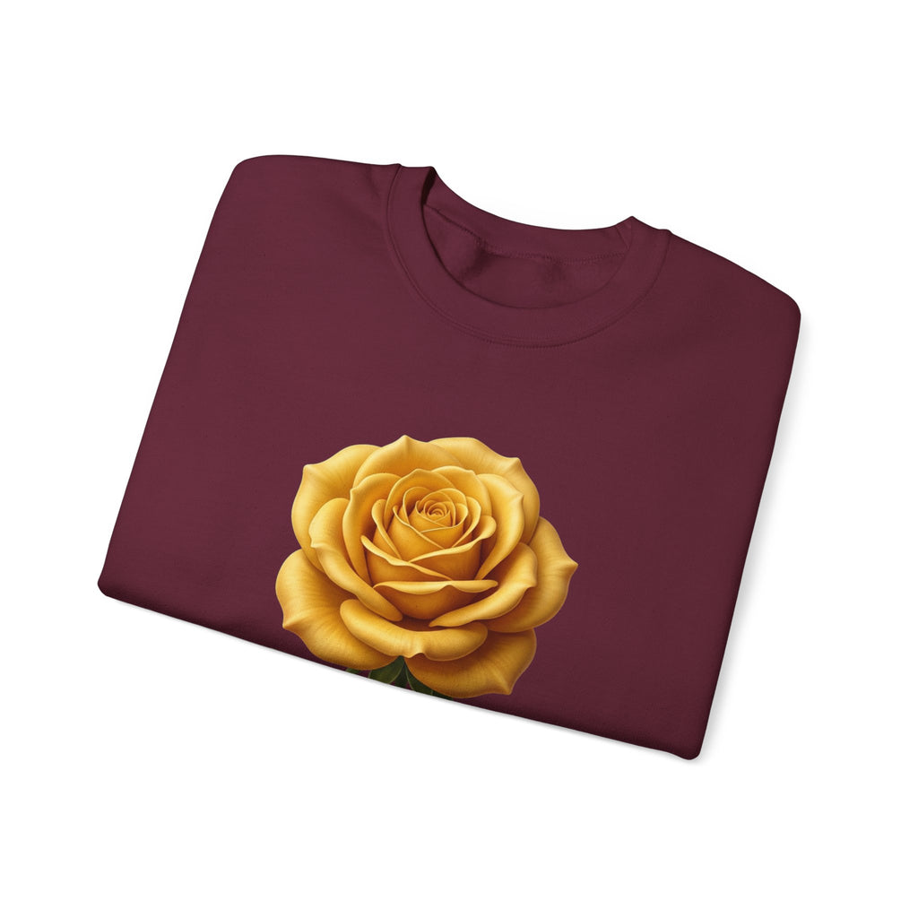 Yellow Rose Crewneck Sweatshirt — Vintage Floral Graphic