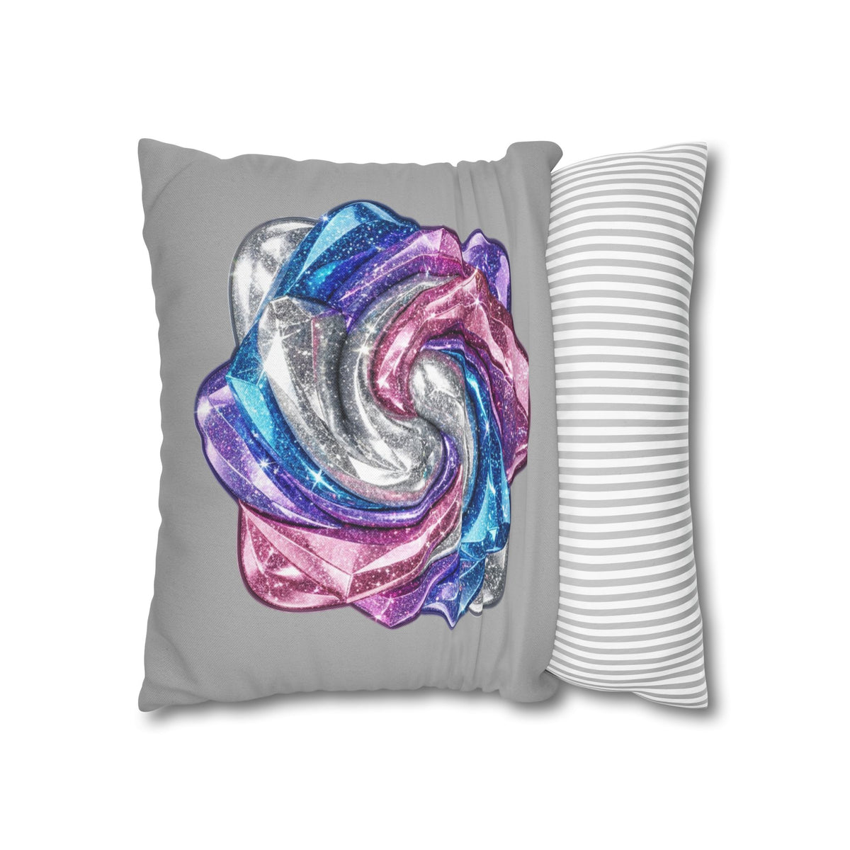 3D Glitter Design Light Grey Spun Polyester Square Pillowcase