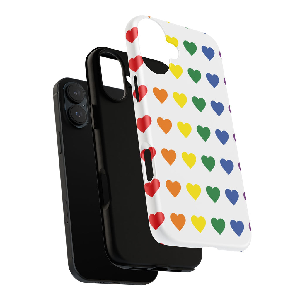 Rainbow Heart Tough Phone Case — Pride Pattern Protective Cover