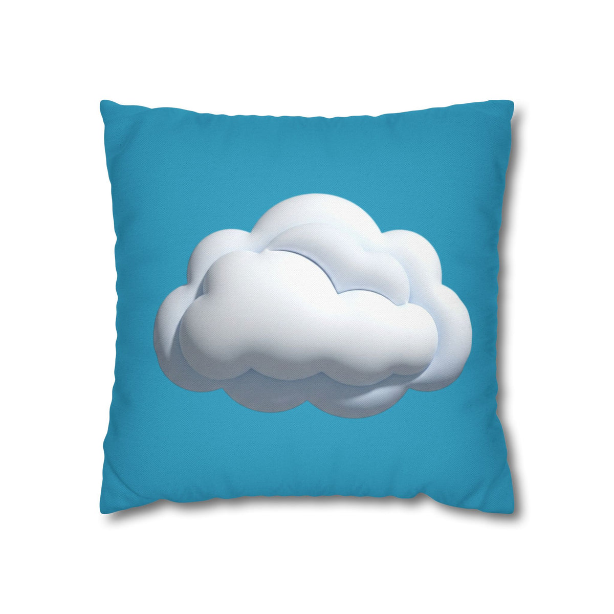 Cloud Print Turquoise Pillowcase – Cute White Cloud on Blue Decorative Throw Pillow Cover