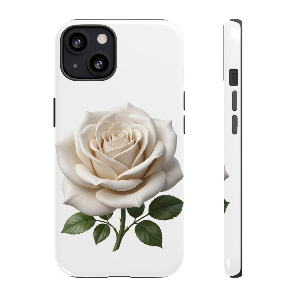 White Rose Tough Phone Case – Elegant Floral Protective Cover