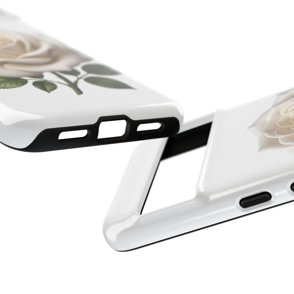 White Rose Tough Phone Case – Elegant Floral Protective Cover