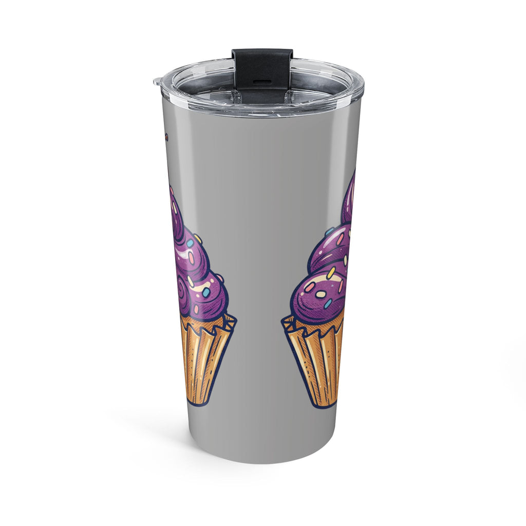 20oz Cupcake Tumbler Light Grey – Purple Frosting Insulated Travel Mug