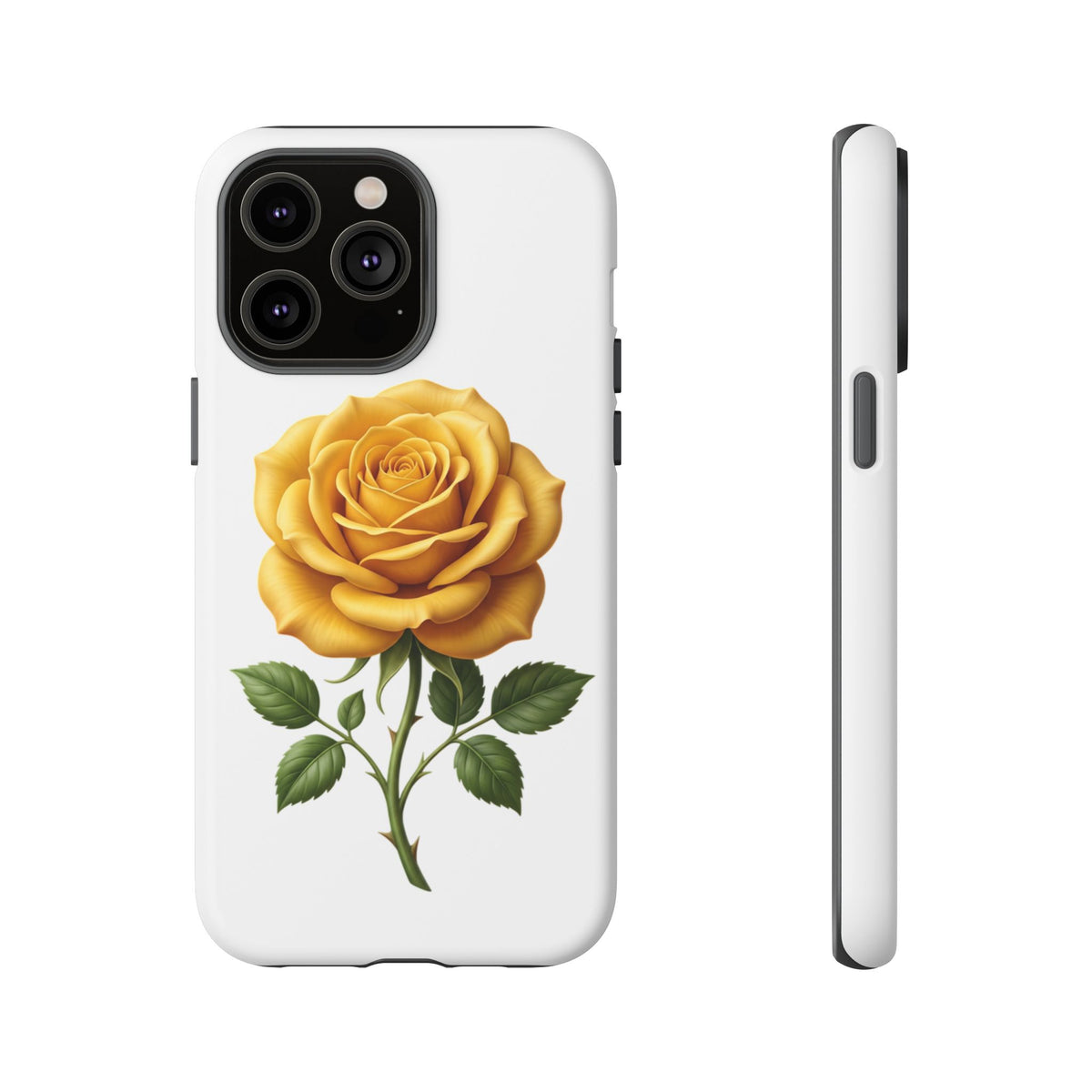 Yellow Rose Phone Case — Vintage Floral Tough Protective Cover