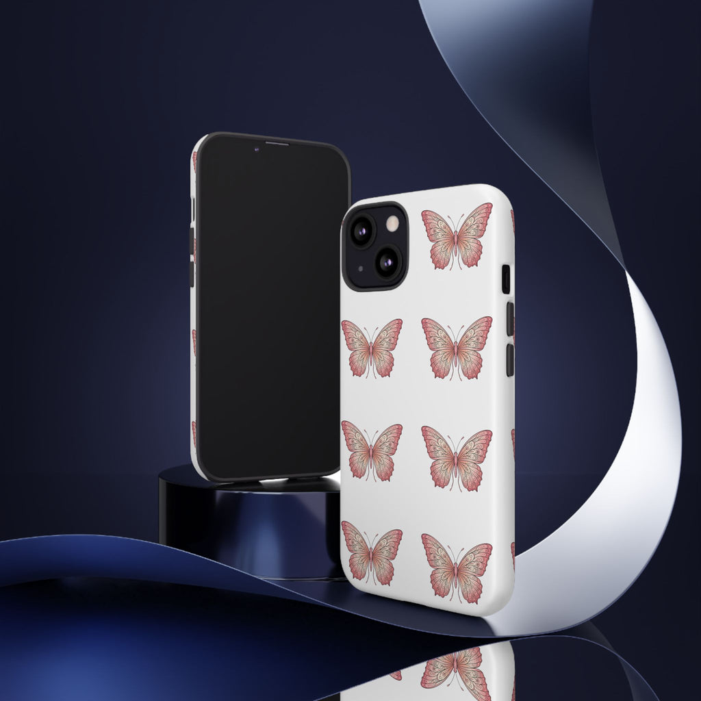 Pink Butterfly Tough Phone Case — Floral Pattern Protective Cover