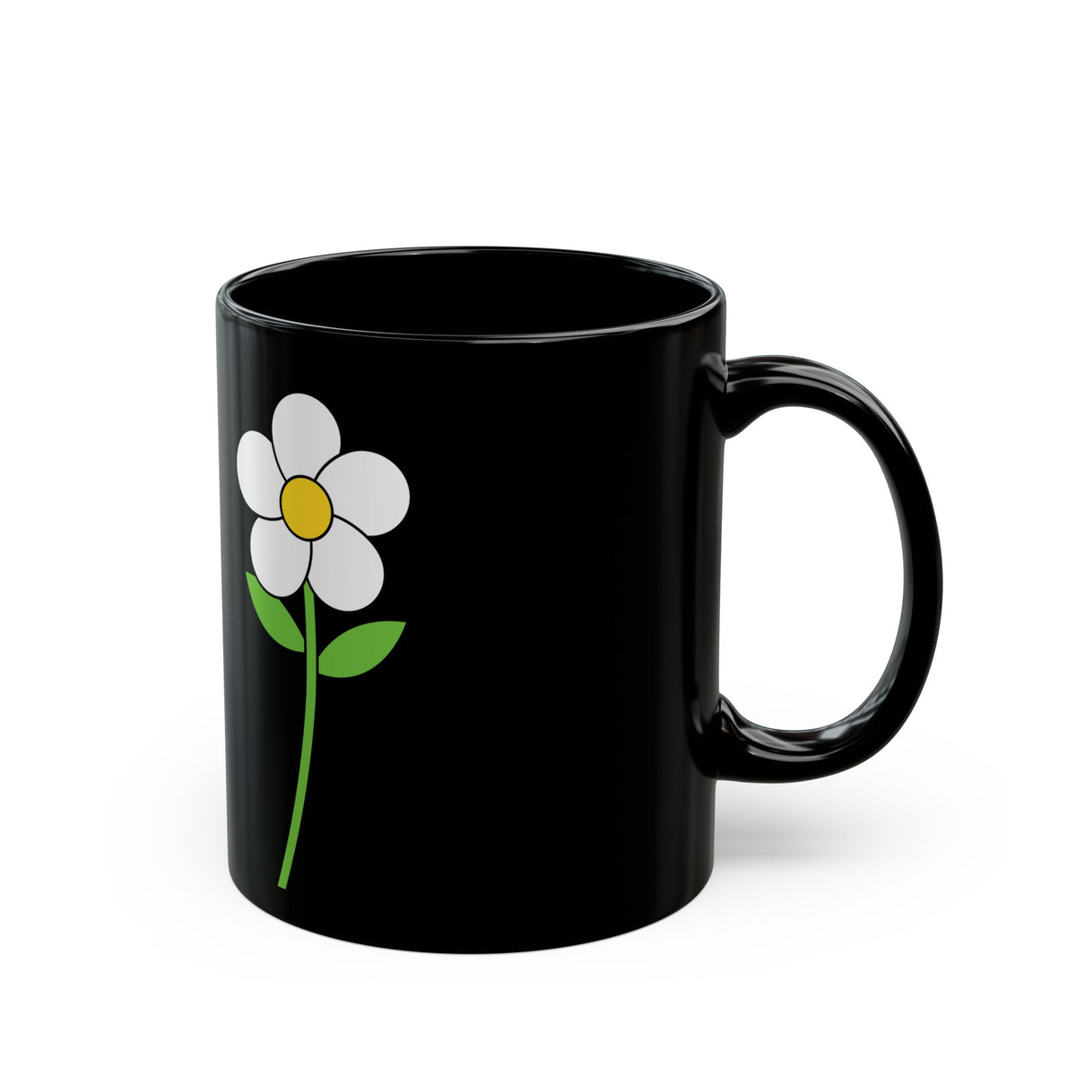 Black Daisy Mug — Cute Minimal Flower Coffee Cup (11oz & 15oz)