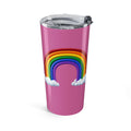 Pink Rainbow Tumbler 20oz — Insulated Travel Cup with Clouds
